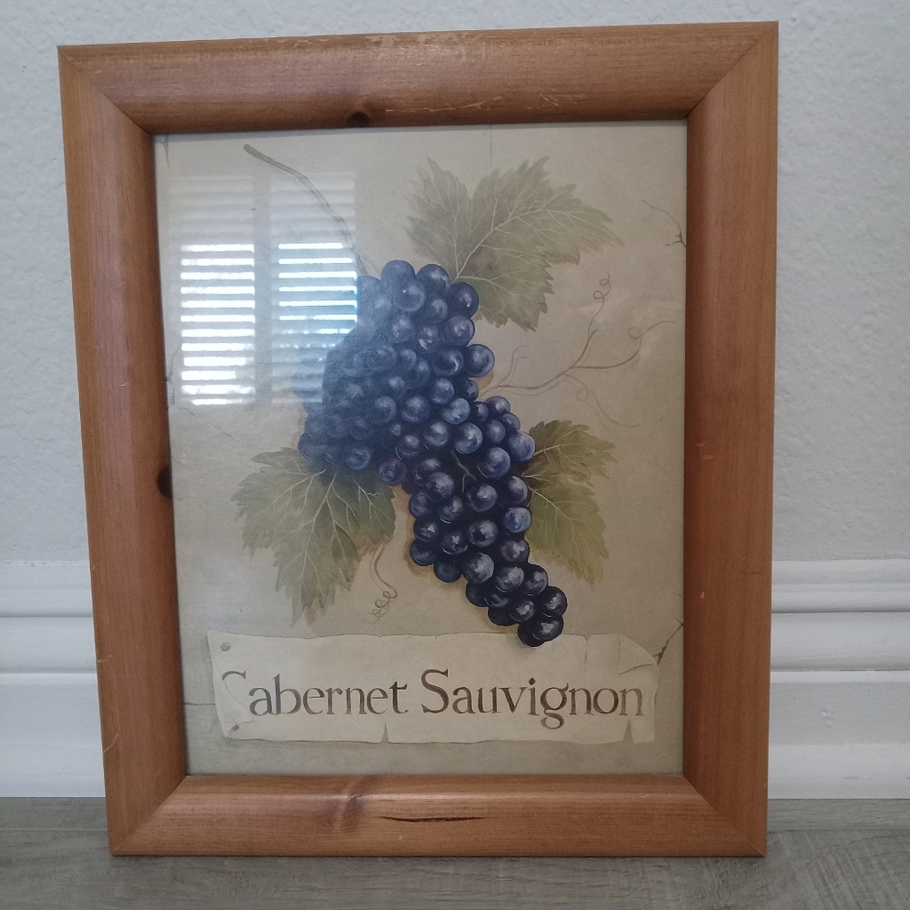 Wooden Frame with Grape Artwork